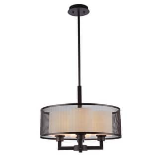 4-light Oil Rubbed Bronze Hanging Pendant w/ Etched Glass Shades