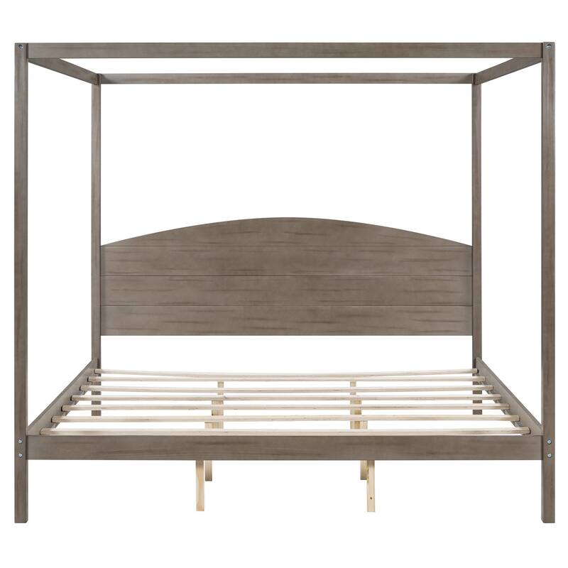Merax Canopy Platform Bed with Headboard and Support Legs
