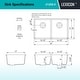 preview thumbnail 5 of 7, Lexicon Platinum 32" Quartz 50/50 Double Bowl Sink with Grids & Drain