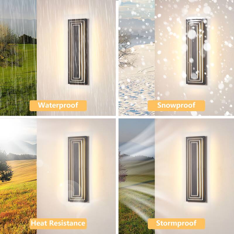 23.6 in Modern Long Outdoor Wall Lights Exterior Lights for House,LED Outdoor Wall Large Front Porch Light Fixture - Black