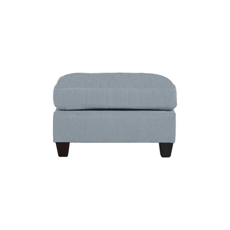 Living Room Furniture Cocktail Ottoman Grey Linen Like Fabric 1pc Plush Ottoman Wooden Legs