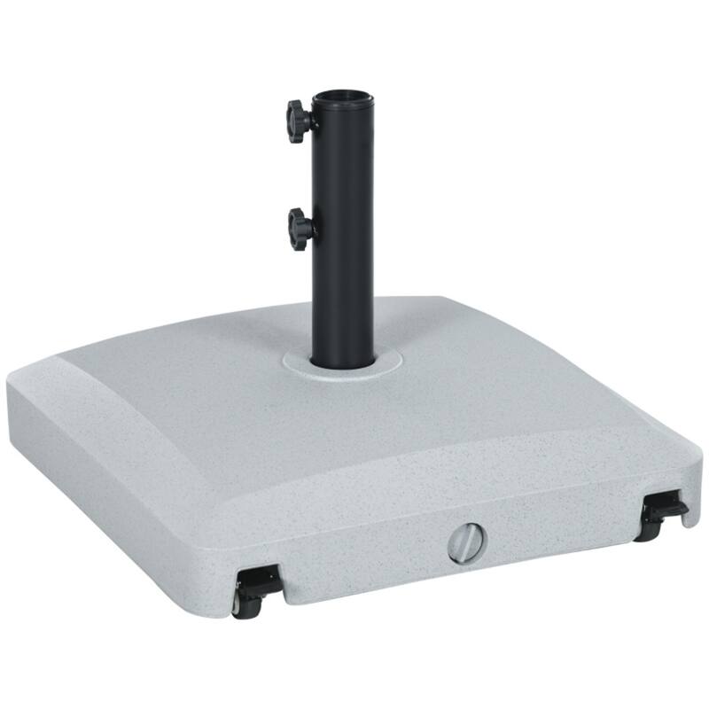 Gray Outdoor Umbrella Base with Wheels and Adjustable Knobs Heavy Duty PE and Steel Patio Parasol Stand - Grey