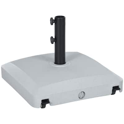 Gray Outdoor Umbrella Base with Wheels and Adjustable Knobs Heavy Duty PE and Steel Patio Parasol Stand