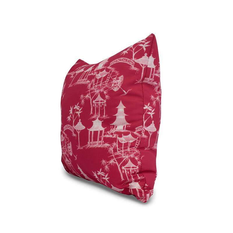 20 x 20 Inch Chinapezka Floral Print Outdoor Pillow