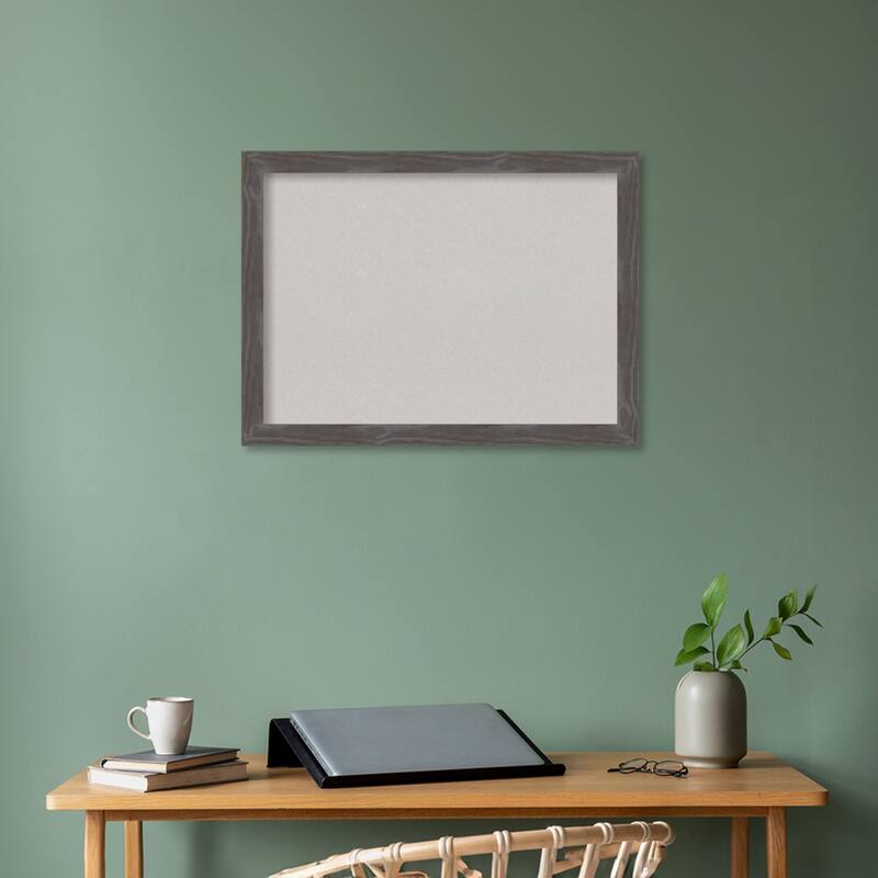 Woodridge Rustic Grey Wood Framed Grey Corkboard Bulletin Board