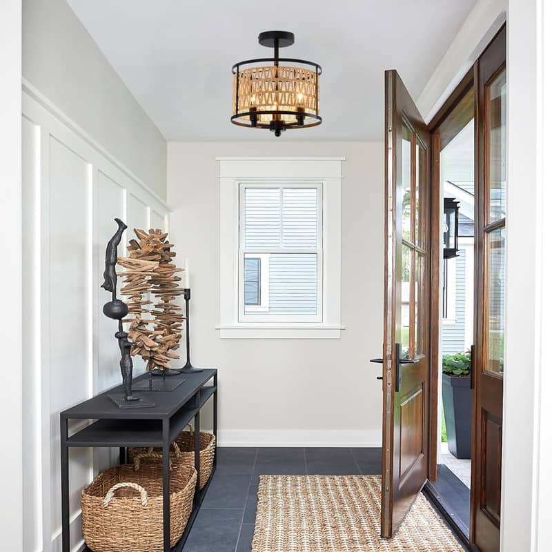 3 Light light fixture black ceiling lighting iron semi flush mountceiling light - N/A