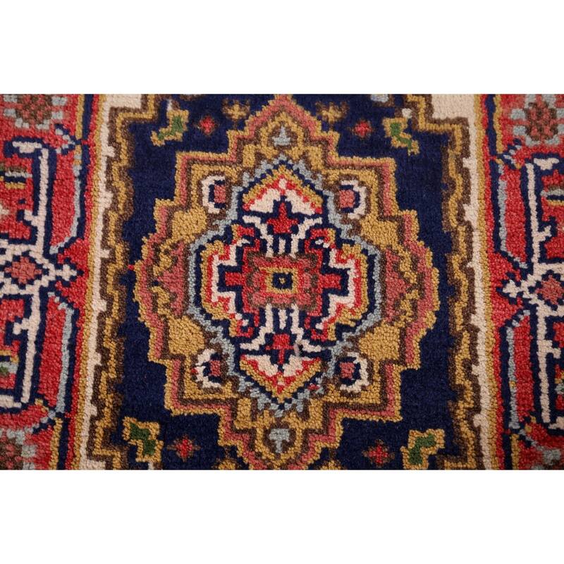 Navy Blue Heriz Serapi Accent Rug Handmade Traditional Wool Carpet - 2'0" x 3'0"