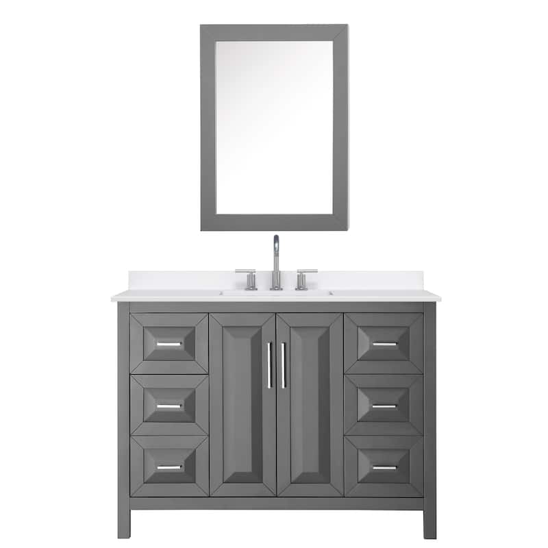 Daria 48-inch Single Vanity, 3 Hole Quartz Top, Med Cabinet