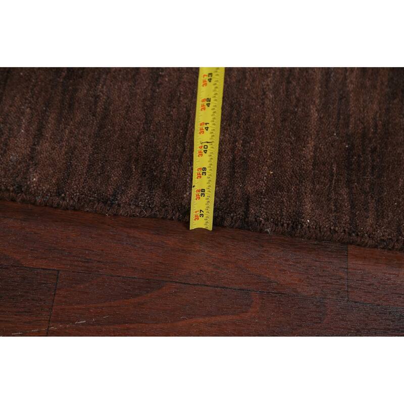 Brown Solid Gabbeh Oriental Wool Area Rug Hand-knotted Bedroom Carpet - 6'2" x 9'2"