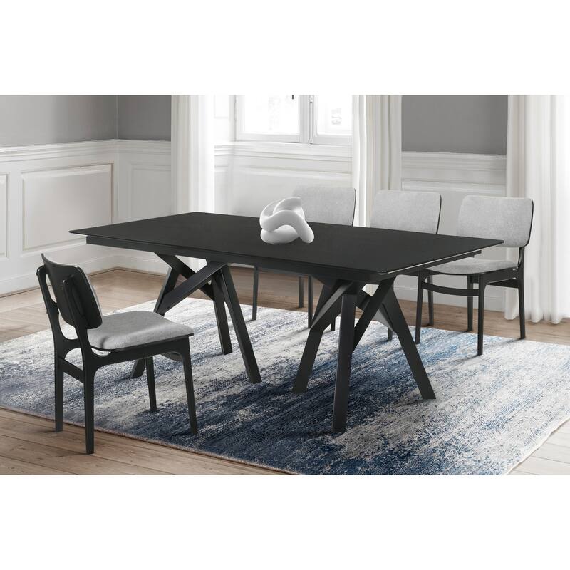 Modern 5 Piece Dining Set - Black Table & Gray Chairs - Contemporary Cool Design