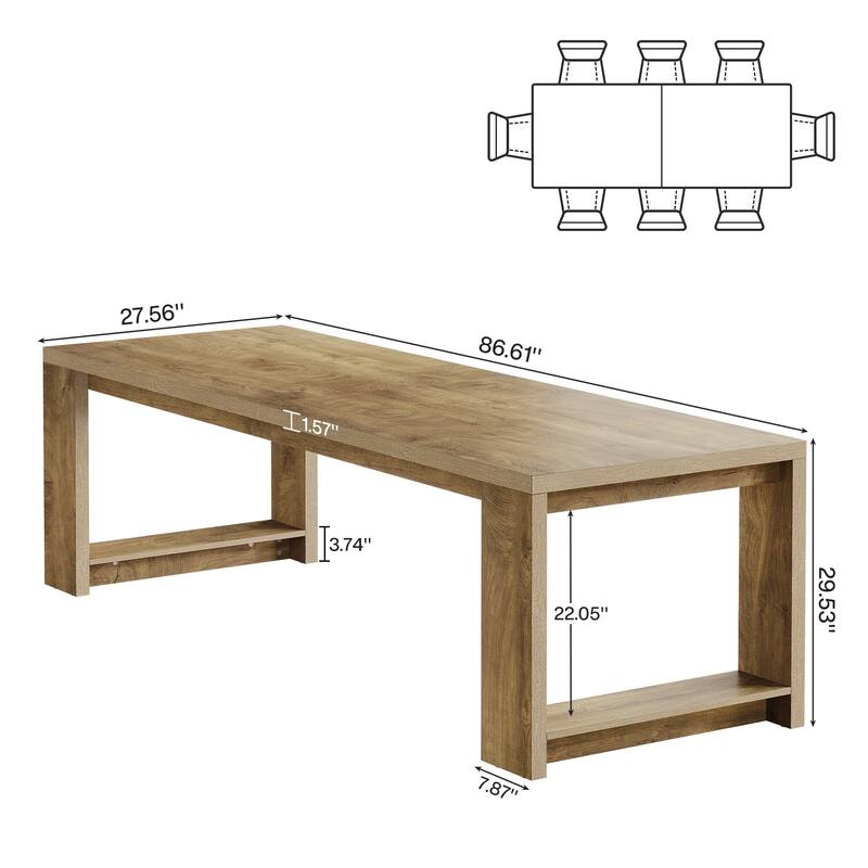 7 ft Conference Table for 6 to 8 People - 86.6" L x 27.6" W x 29.5" H