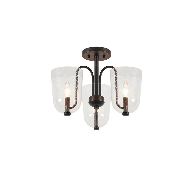 KAWOTI 3-light Modern Semi-flush Mount with Seeded Glass Shade - W17.25" x H12.4"
