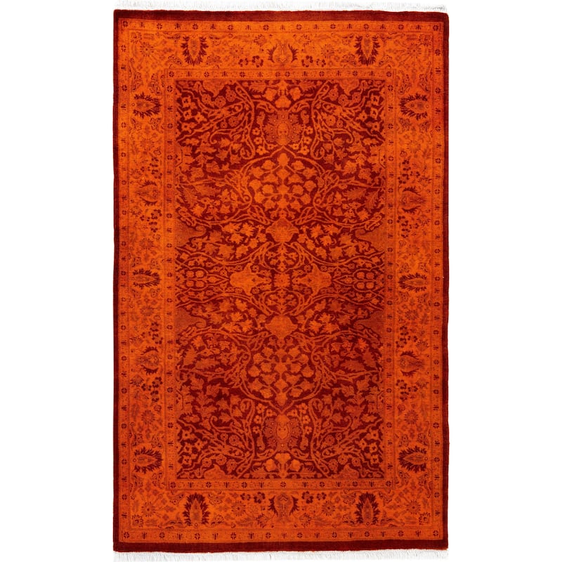 Overdyed One-of-a-Kind Hand-Knotted Area Rug - Orange - 3' 2" x 4' 10"