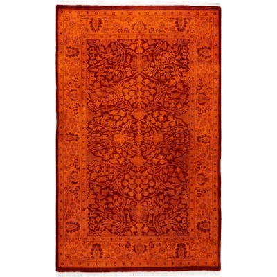Overdyed One-of-a-Kind Hand-Knotted Area Rug - Orange - 3' 2" x 4' 10"