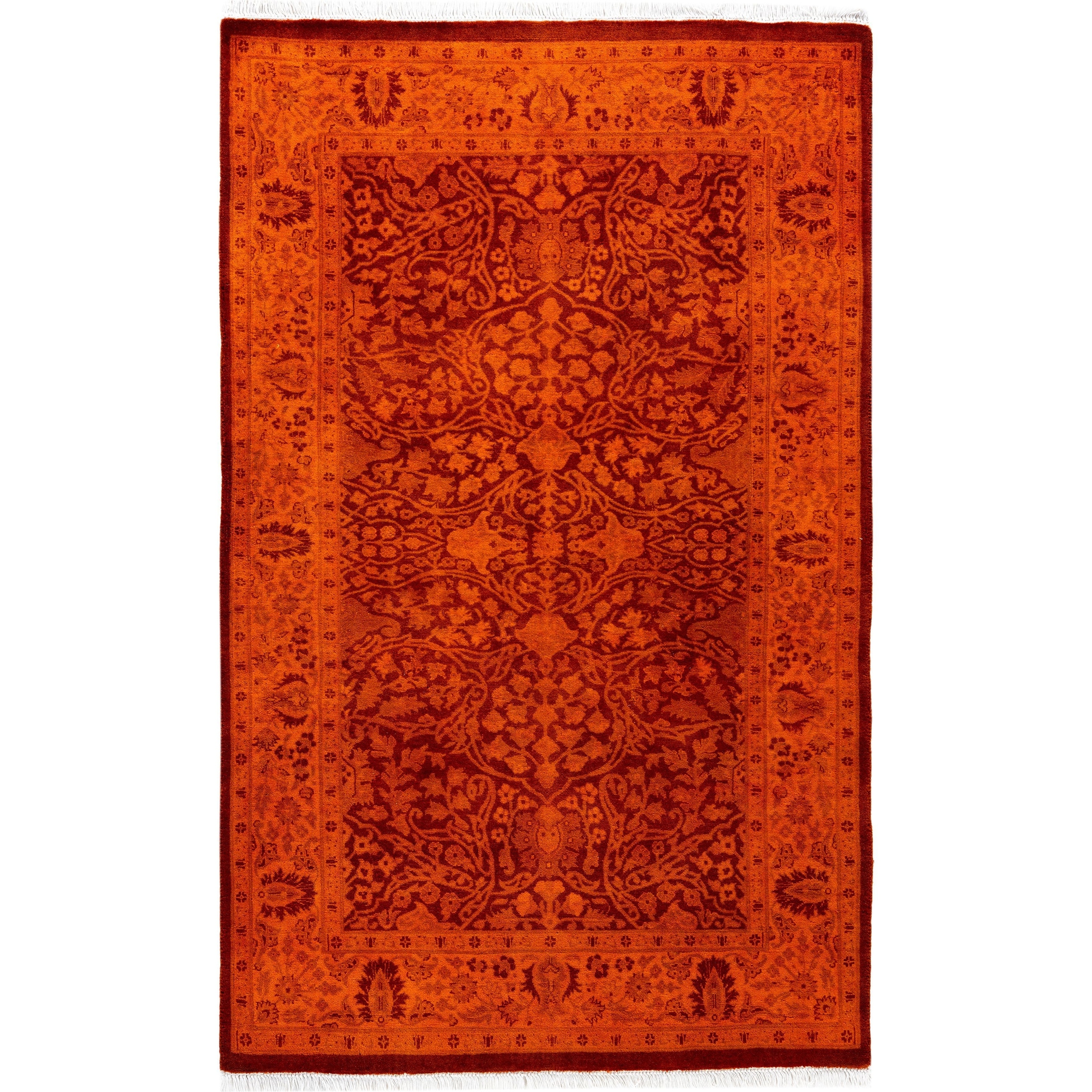 Overdyed One-of-a-Kind Hand-Knotted Area Rug - Orange - 3' 2" x 4' 10"