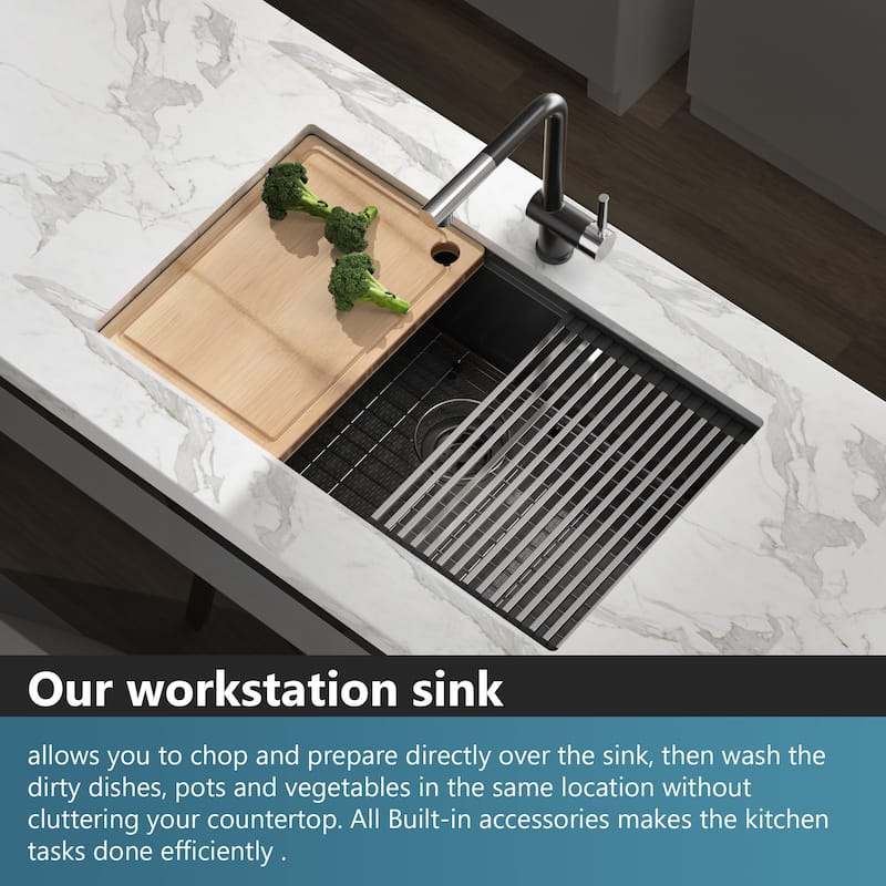 Undermount Stainless Steel Kitchen Sink -Black-Single Bowl