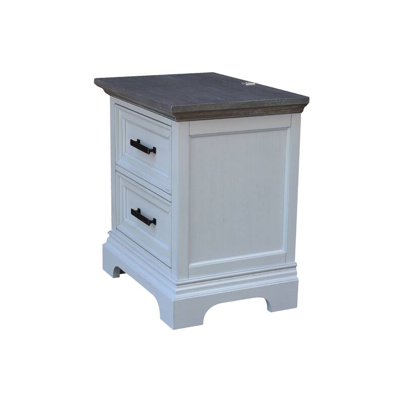 International Concepts Solid Wood 2-Drawer Nightstand with USB Charging Port