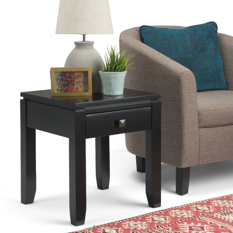 WYNDENHALL Essex Solid Wood 18-inch Square 1-drawer End Table