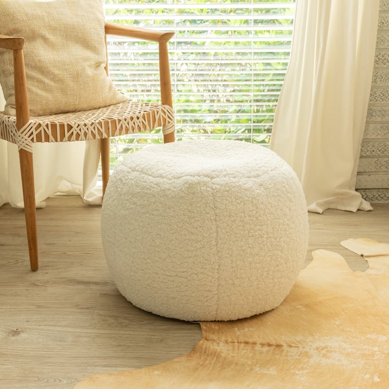 Jaxx Ellis Pouf - Modern Shearling Faux-Lamb Plush Fleece Ottoman