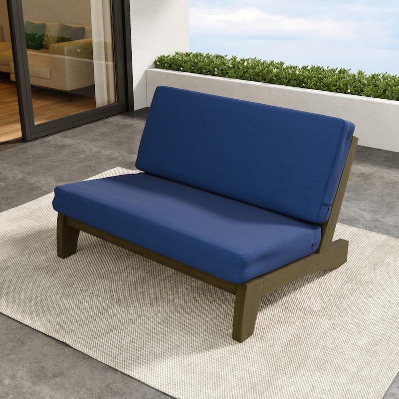 Outdoor Furniture Teak Wood Armless Loveseat Sofa With Cushion