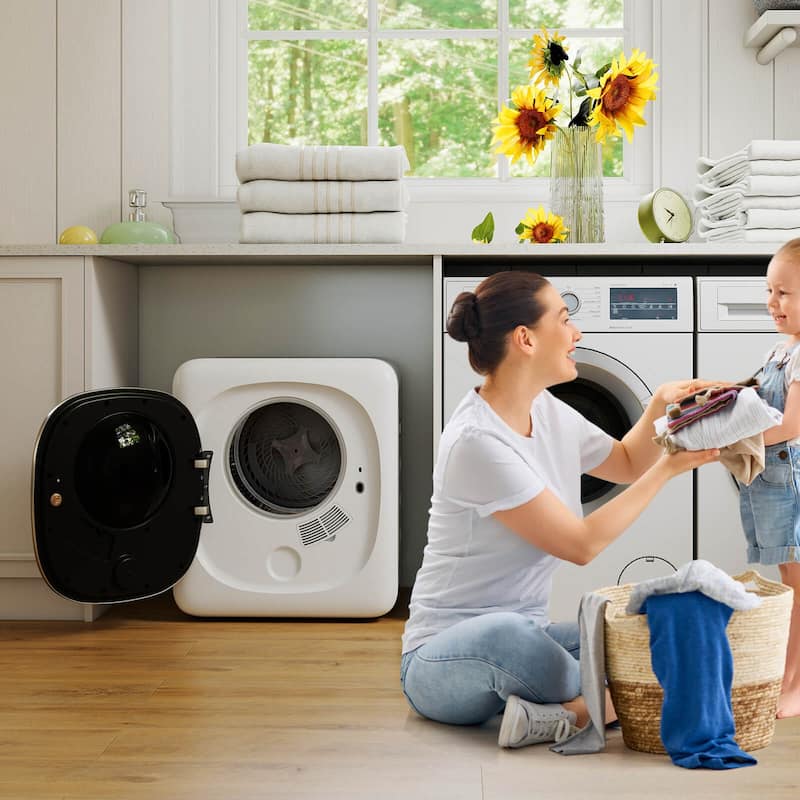Costway 800W Electric 1.5 cu.ft Compact Drying Machine with Stainless - as pic shows - See Details