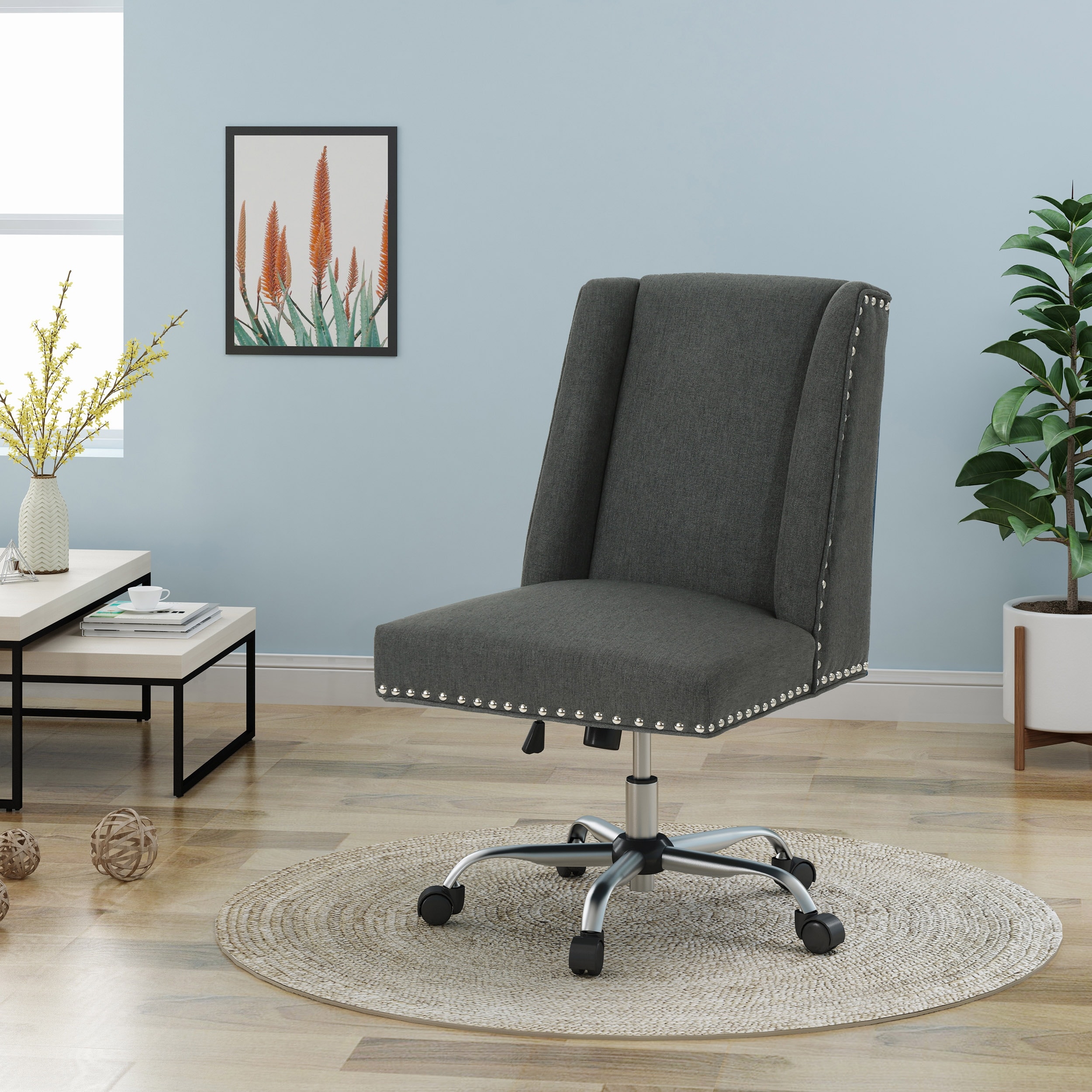 Carson Carrington Falkenberg Vintage Mod Mid century Modern Upholstered Office Chair in Walnut Wood Bed Bath Beyond 22727403