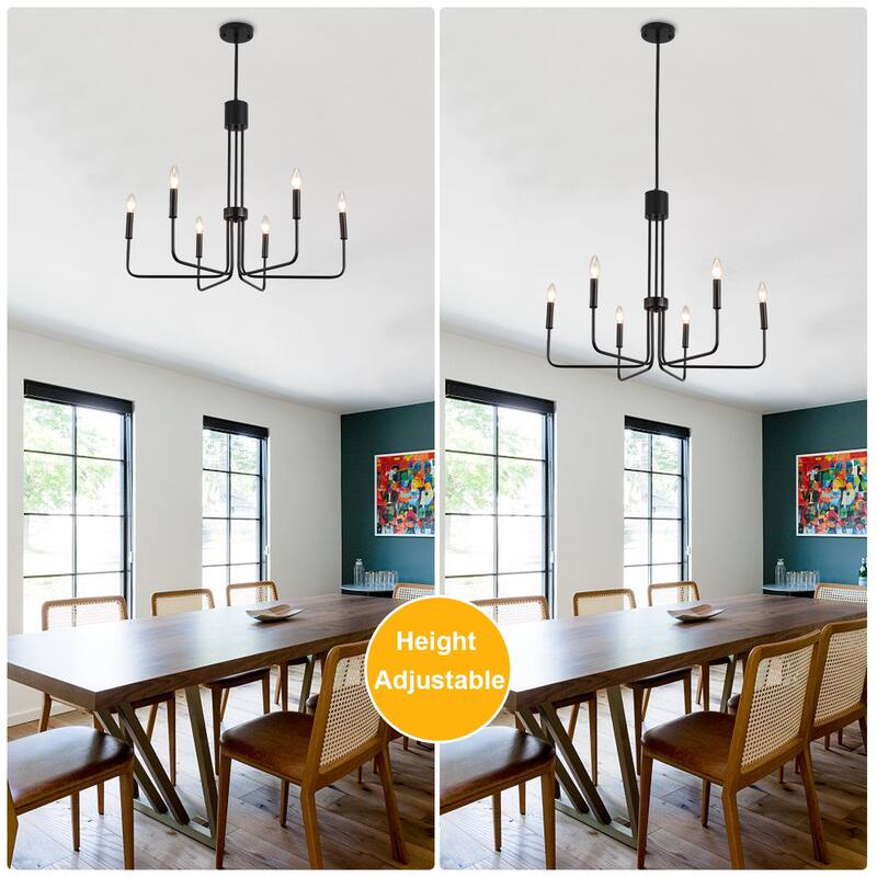 6-Light Candle Style Modern Chandelier for Dining Room