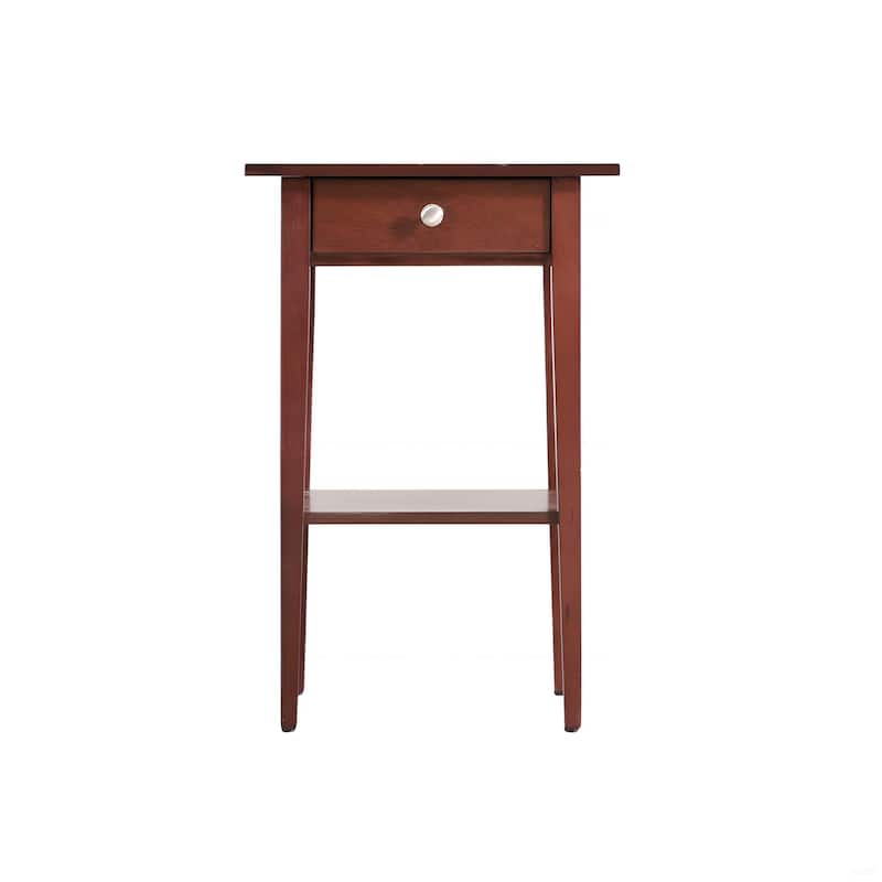 Compact Cherry Finish Nightstand with Spacious Drawer