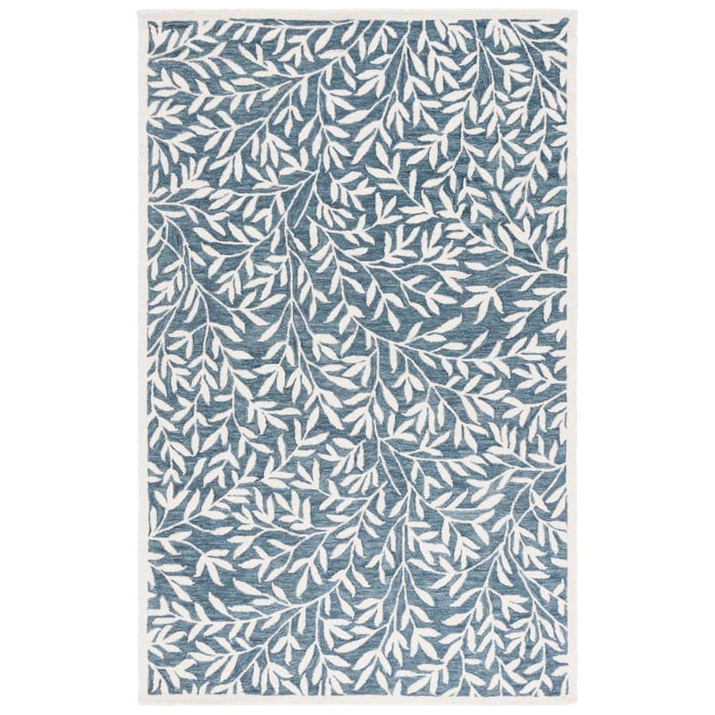 Martha Stewart Handmade Gjurga Contemporary Wool Rug. - 5' x 8' - Blue/Ivory
