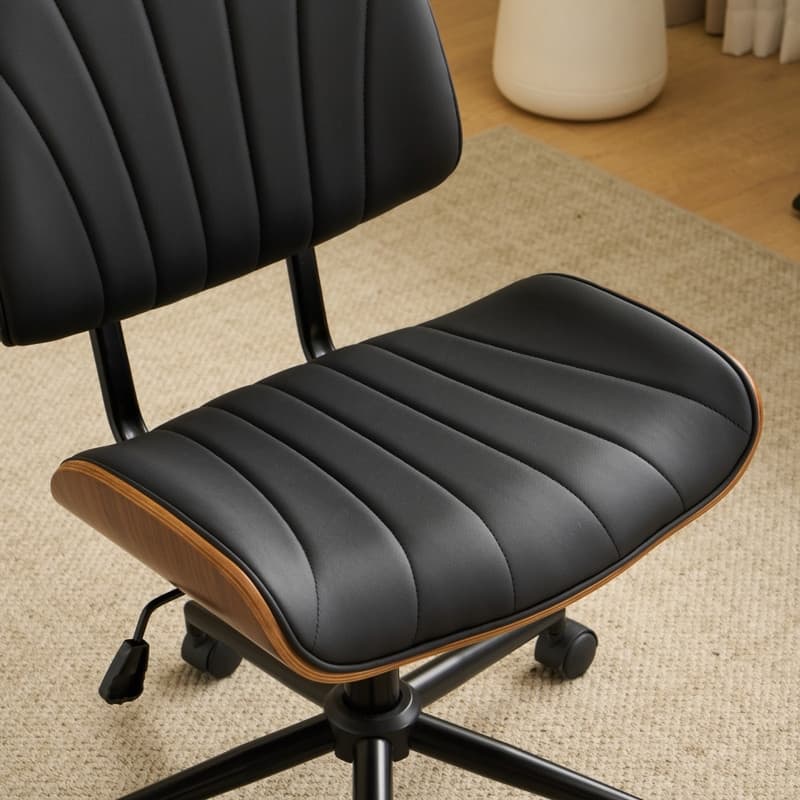 PU Trapezoid Curved Back Swivel Office Chair