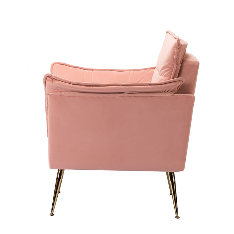 1ida Modern Velvet Tufted Padded Cushion Armchair with Golden Metal Legs by HULALA HOME