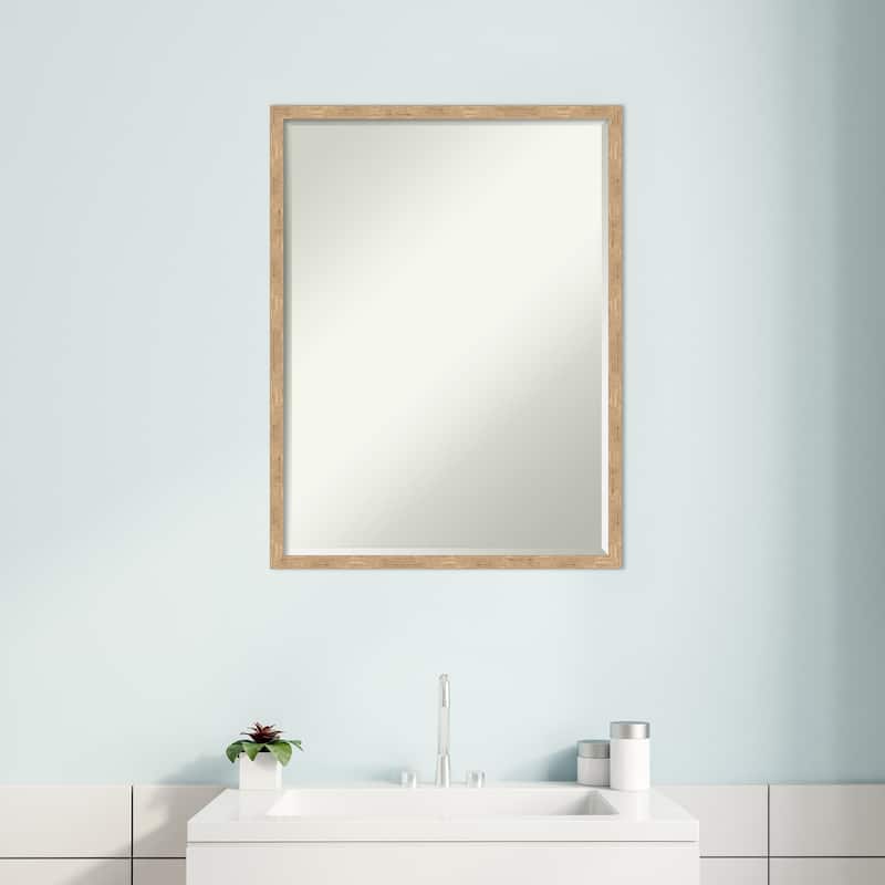 Imprint Half-Inch-Bevel Wood Framed Bathroom Vanity Wall Mirror - Glass Size 18x24