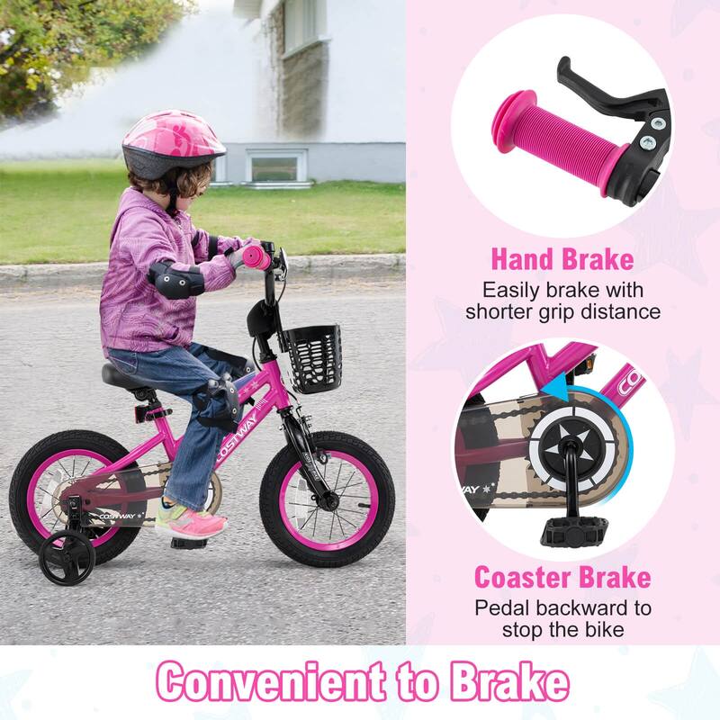 Costway 12"/14"/16"/18" Kid’s Bike with Training Wheels Adjustable - See Details