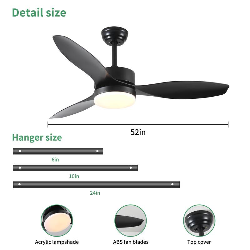 Modern Ceiling Fan Light with Lighting and Acrylic Shade, Reversible Motor for Bedroom and Living Room
