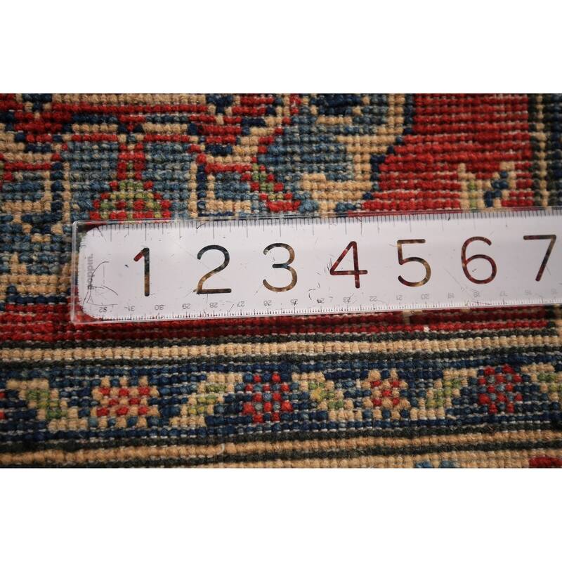 Geometric Kazak Accent Rug Traditional Handmade Red Wool Carpet - 2'0" x 3'0"