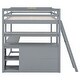 preview thumbnail 16 of 43, Multifunction Wood High Loftbed Frame with L-Shaped Desk, Shelves & 2 Built-in Drawers for Kids Teens Bedroom