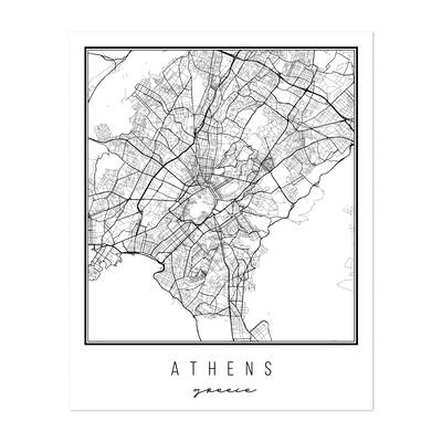 Athens Greece Athens Greece Street Map Maps Urban Art Print/Poster