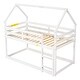 preview thumbnail 20 of 19, Twin over Twin Size Wood Loft Bed with Roof Design, Safety Guardrail and Ladder