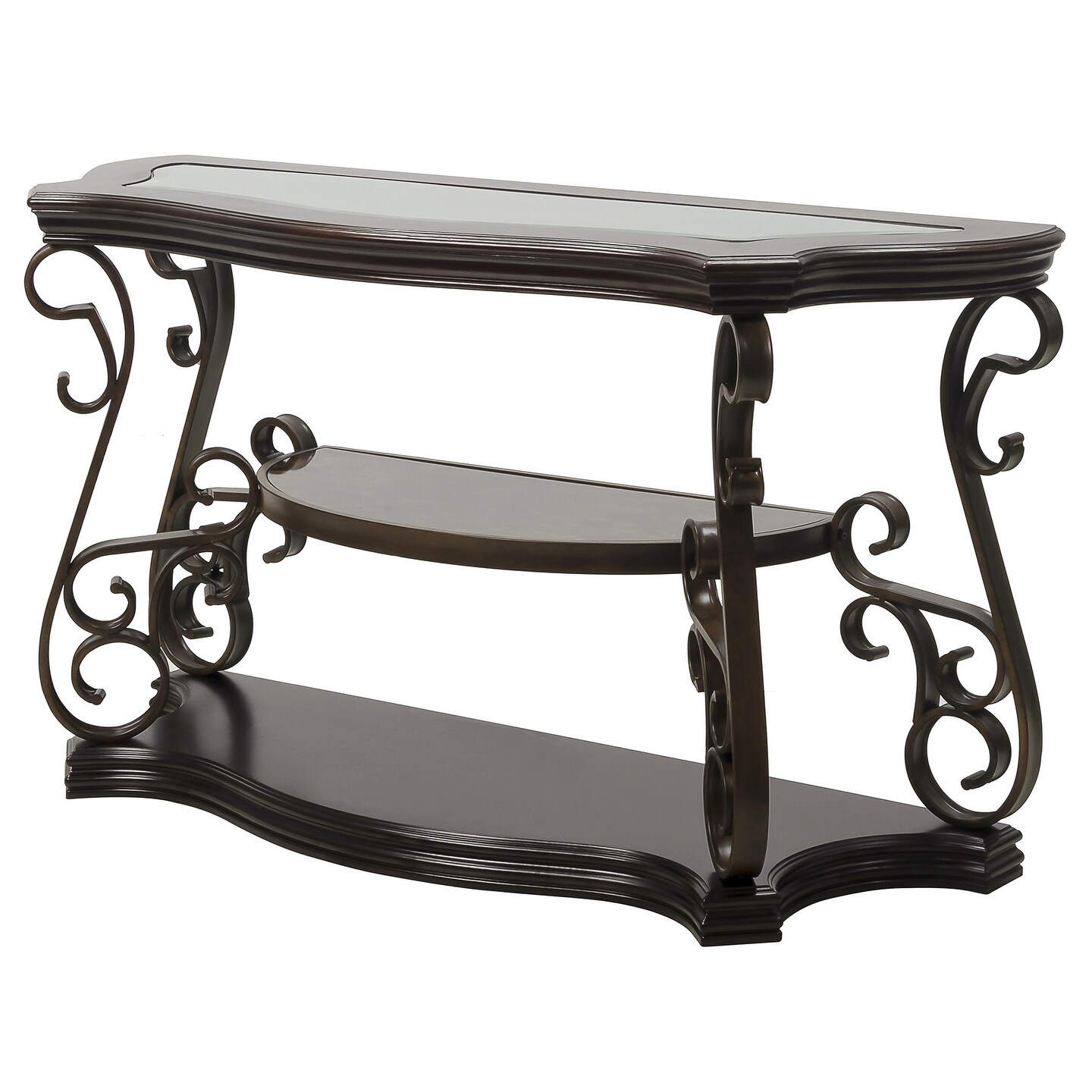 Sofa Table,Glass table top,Powder coat finish metal legs