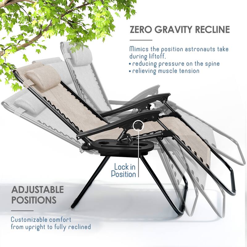 Nestl Zero Gravity Chairs - Beige - 2 Piece