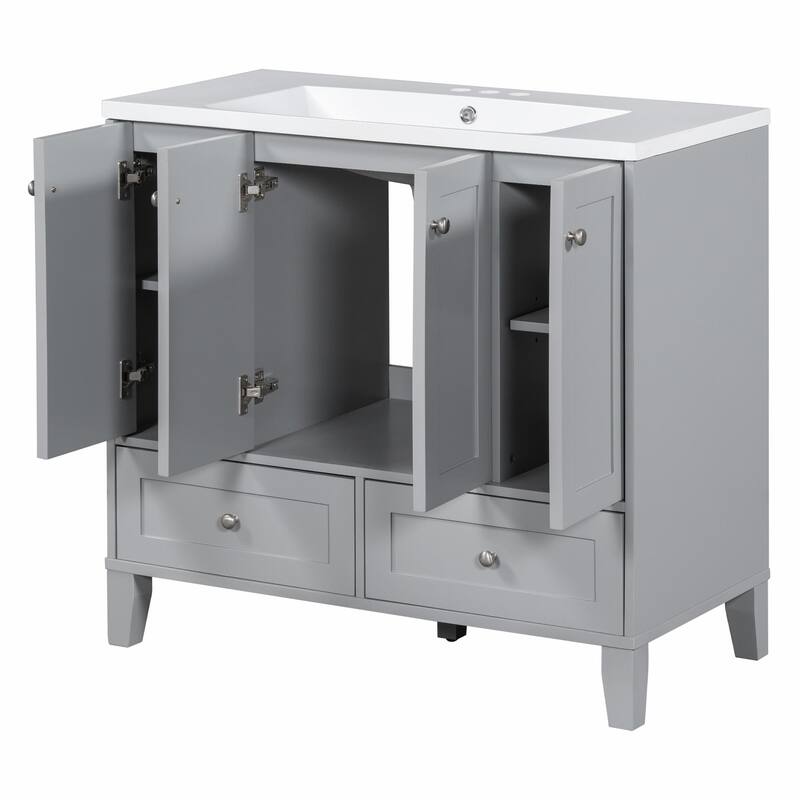 36'' Freestanding Bathroom Vanity with Resin Sink Combo