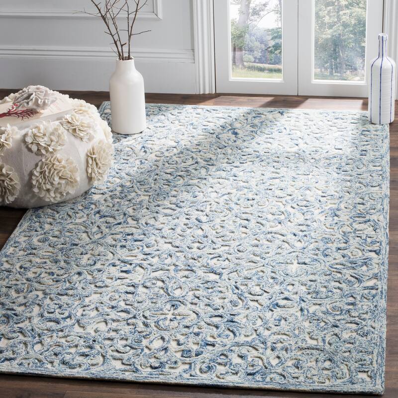 SAFAVIEH Handmade Trace Megane Modern Wool Rug - 6' x 9' - Blue/Ivory
