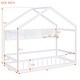 preview thumbnail 20 of 18, Wooden Twin Size House Bed with Storage Shelf,Kids Bed with Fence and Roof, Gray