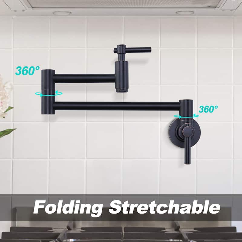 WOWOW Wall Mount Double Handle Pot Filler Faucet