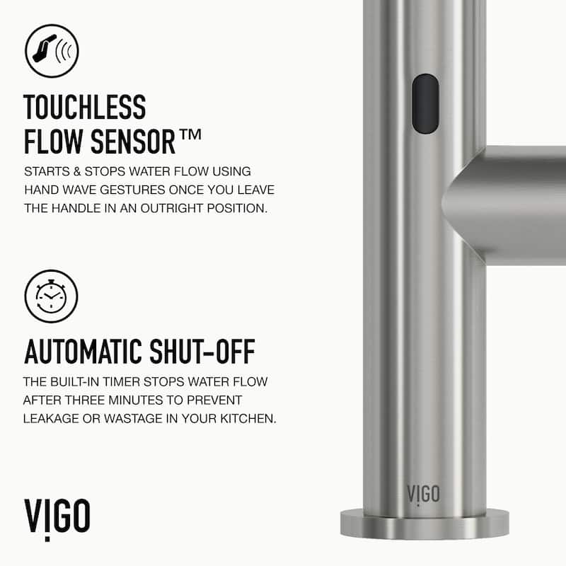 VIGO Greenwich 18" H Single Handle Pull-Down Sprayer Kitchen Faucet with Touchless Sensor