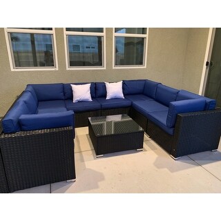 Kinbor Patio Furniture Set Outdoor Sectional Sofa All-Weather Wicker Conversation Set