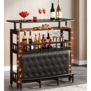 Bar Unit Bar Counter Table for Home Liquor with Front Upholstered
