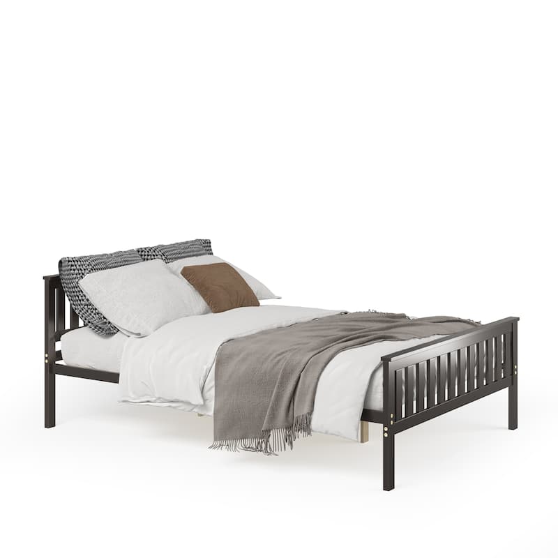 Costway Full Wood Platform Bed with Headboard and Footboard Mattress