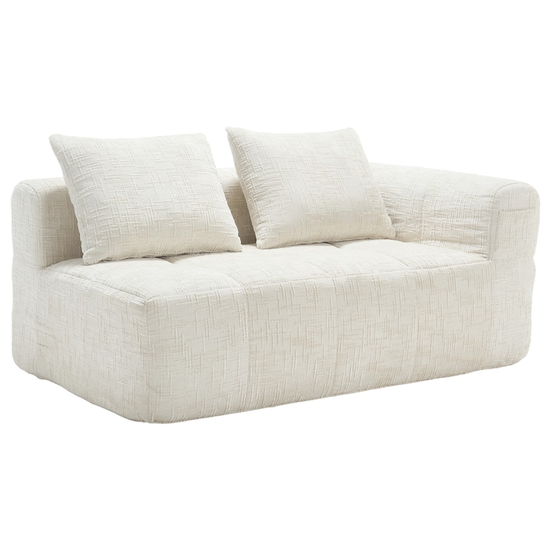 Chenille Loveseat Sofa Upholstered Deep Seat Sofa, Lounge Couch Corner Sofa Minimalist Modular Couches for Apartment