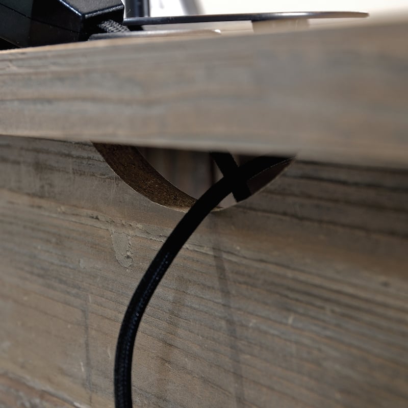 Wood L-Shaped Desk with File Drawer, Brown